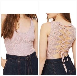 NWT Topshop Lace Bodysuit Lace-Up Back